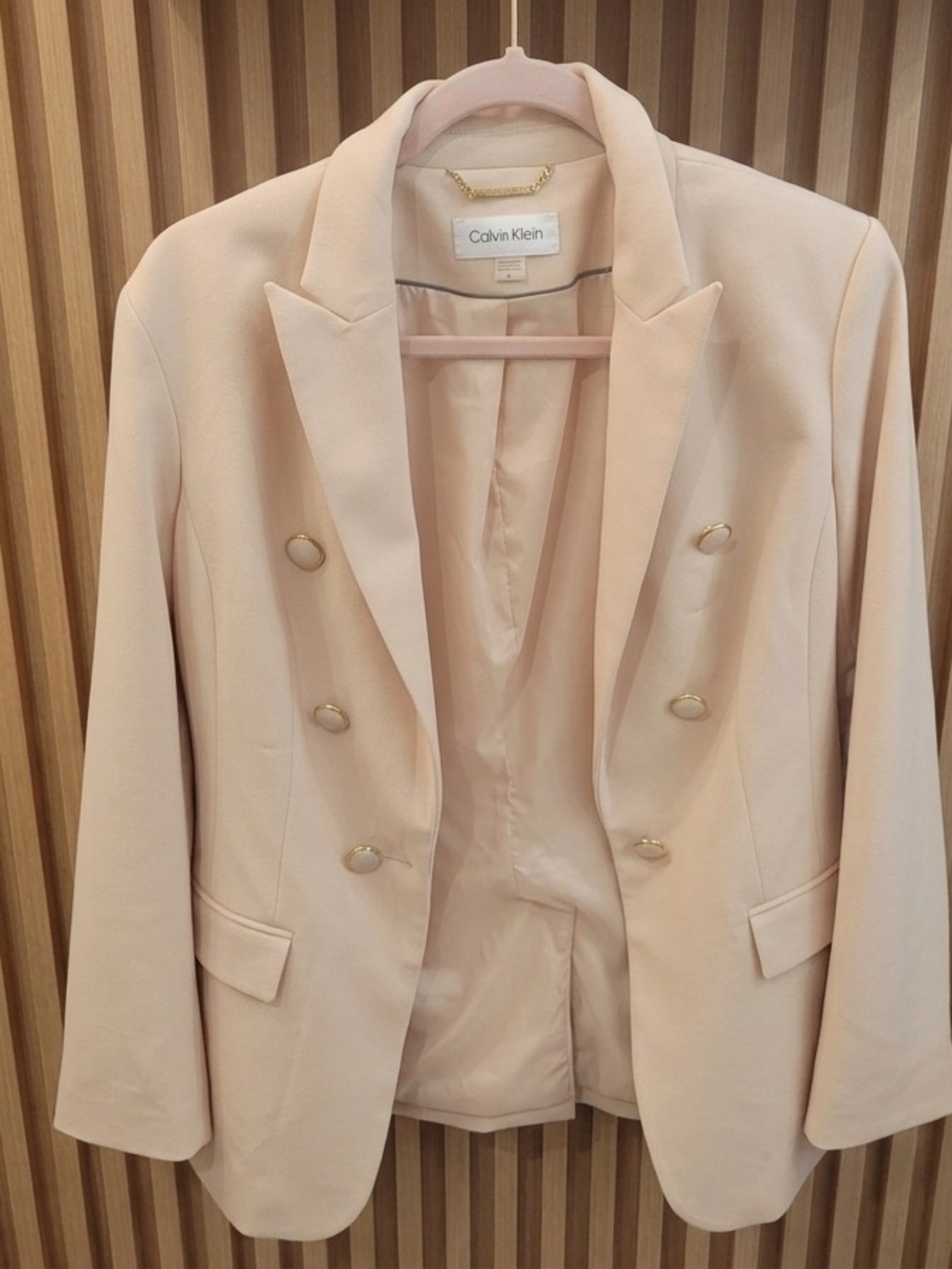Calvin Klein Women's Double-Breasted Blazer - Pale Pink